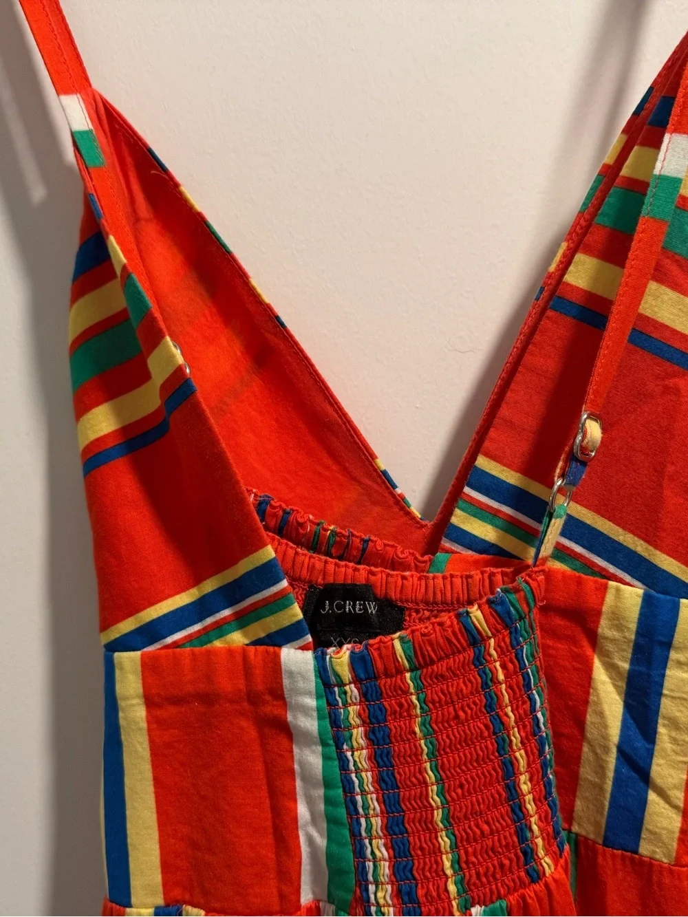 J. Crew Bright Orange Striped Sundress with Multicolor Panels